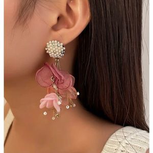 𝅺fabric WITH PEARLPRETTY IN PINK EARRINGS